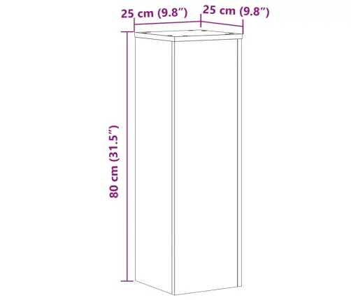 Taimealused 2 Tk, Pruun Tamm, 25X25X80 cm Tehispuit