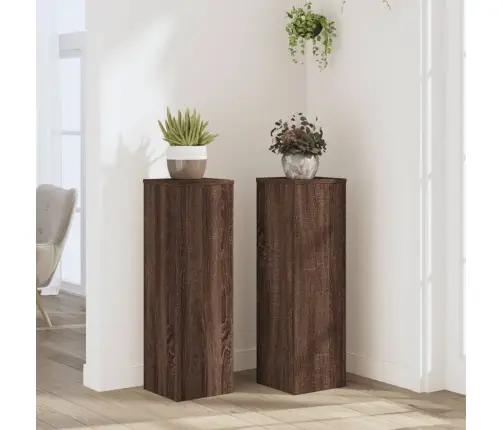 Taimealused 2 Tk, Pruun Tamm, 25X25X80 cm Tehispuit