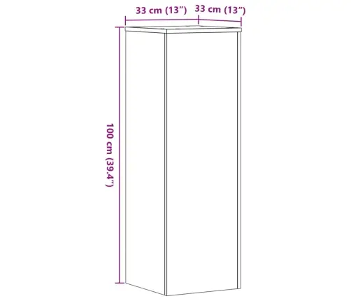 Augu Plaukts, Ozola Krāsā, 33X33X100 Cm, Inženierijas Koks Vidaxl