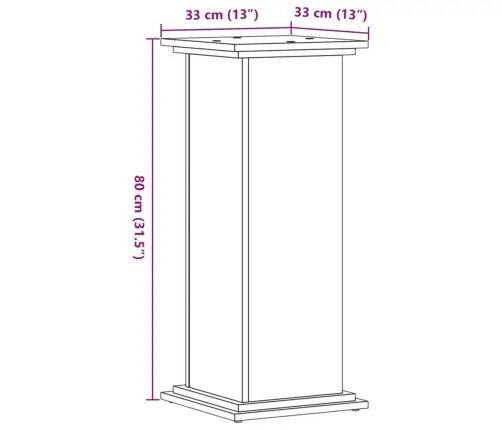 Augu Plaukts, Betona Pelēks, 33X33X80 Cm, Inženierijas Koks Vidaxl