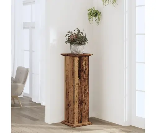 Augu Plaukts, Veca Koka Krāsā, 33X33X100 Cm, Inženierijas Koks Vidaxl