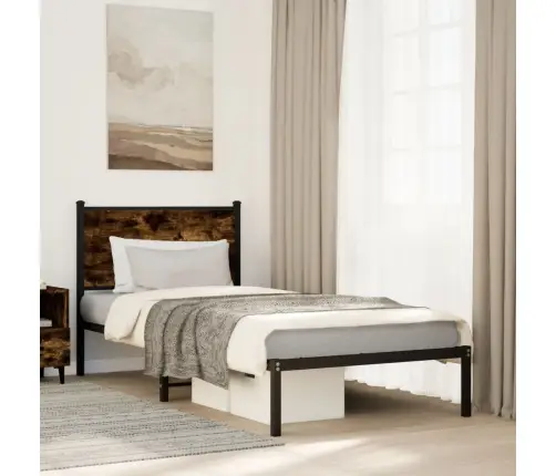 Metallist Voodiraam Ilma Madratsita Suitsutatud Tamm 80X200 Cm