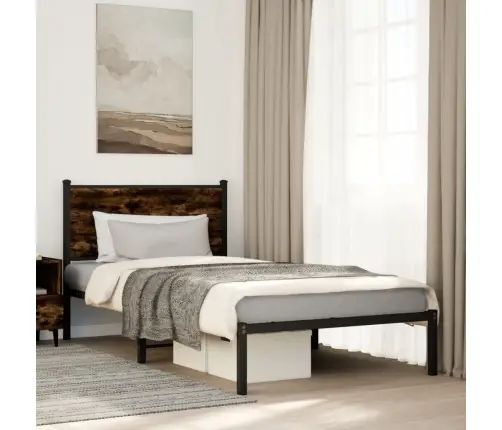 Gultas Rāmis Bez Matrača, Metāls, 100X190Cm, Ozolkoka Imitācija Vidaxl