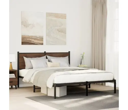 Metallist Voodiraam Ilma Madratsita Suitsutatud Tamm 140X190 Cm