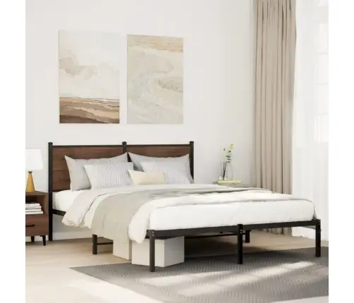 Metallist Voodiraam Ilma Madratsita Suitsutatud Tamm 150X200 Cm