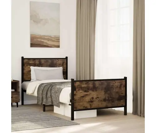 Gultas Rāmis Bez Matrača, Metāls, 80X200 Cm, Ozolkoka Imitācija Vidaxl