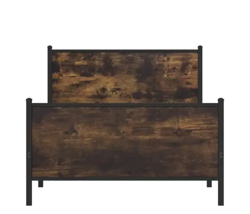 Gultas Rāmis Bez Matrača, Metāls, 100X200Cm, Ozolkoka Imitācija Vidaxl