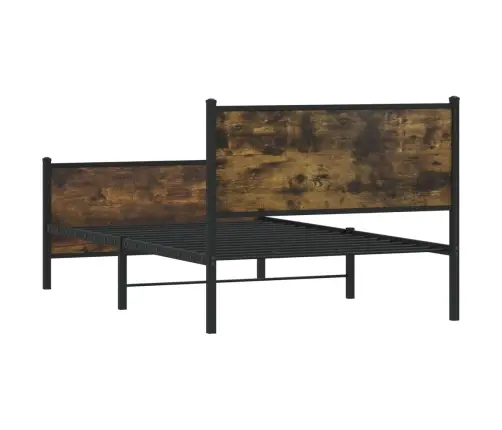 Gultas Rāmis Bez Matrača, Metāls, 100X200Cm, Ozolkoka Imitācija Vidaxl