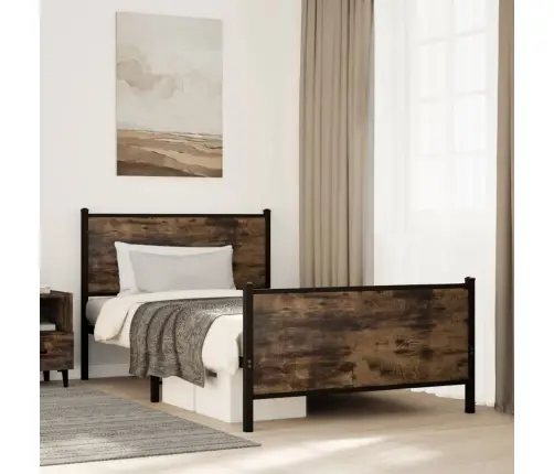 Gultas Rāmis Bez Matrača, Metāls, 107X203Cm, Ozolkoka Imitācija Vidaxl