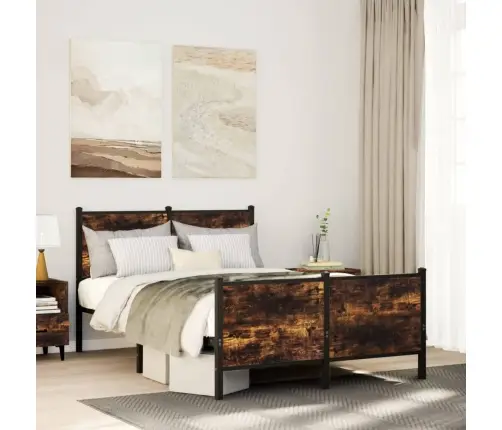 Gultas Rāmis Bez Matrača, Metāls, 120X200Cm, Ozolkoka Imitācija Vidaxl