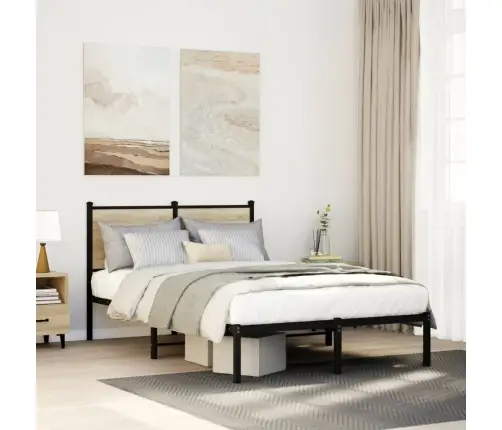 Gultas Rāmis Bez Matrača, Metāls, Ozolkoka, 120X200 Cm Vidaxl
