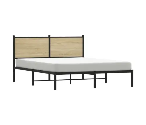 Gultas Rāmis Bez Matrača, Metāls, 150X200Cm, Ozolkoka Imitācija Vidaxl