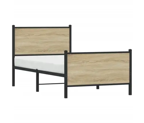 Gultas Rāmis Bez Matrača, Metāls, 75X190 M, Ozolkoka Imitācija Vidaxl