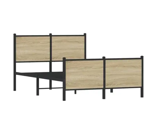 Gultas Rāmis Bez Matrača, Metāls, Ozolkoka, 120X200 Cm Vidaxl