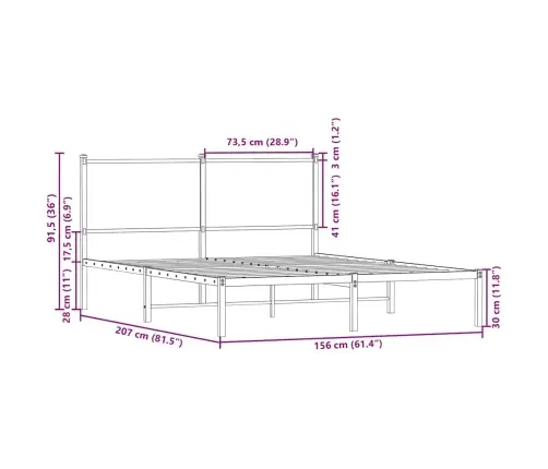Gultas Rāmis Bez Matrača, Metāls, 150X200 Cm, Ozolkoka Krāsa Vidaxl