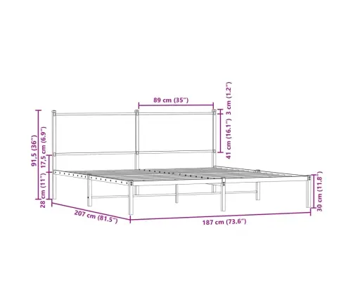 Lovos Rėmas Be Čiužinio, Rudas Ąžuolo, 180X200cm Metalas