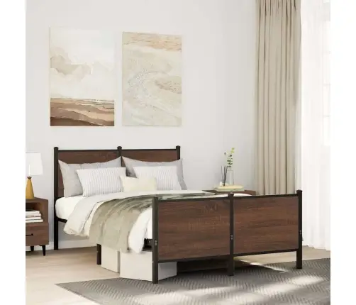 Metallist Voodiraam Ilma Madratsita Pruun Tamm 120X200 Cm