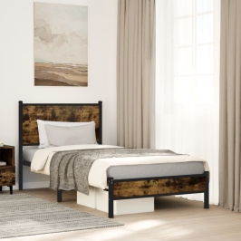 Metallist Voodiraam Ilma Madratsita Suitsutatud Tamm 90X200 Cm