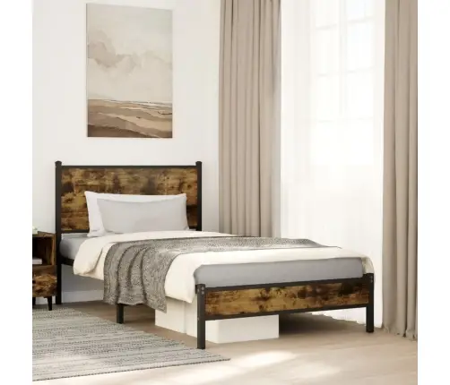 Gultas Rāmis Bez Matrača, Metāls, 100X200Cm, Ozolkoka Imitācija Vidaxl