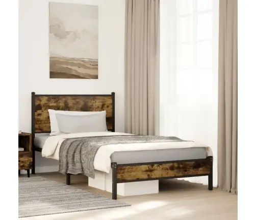 Metallist Voodiraam Ilma Madratsita Suitsutatud Tamm 107X203 Cm