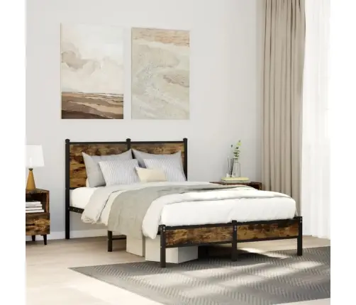 Metallist Voodiraam Ilma Madratsita Suitsutatud Tamm 120X200 Cm