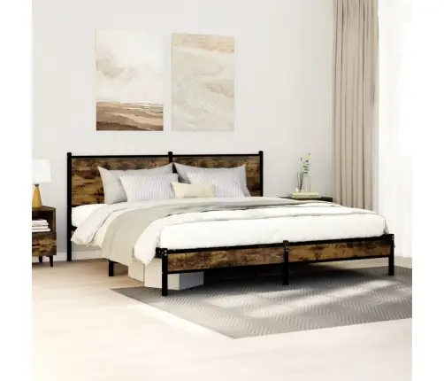 Gultas Rāmis Bez Matrača, Metāls, 160X200Cm, Ozolkoka Imitācija Vidaxl