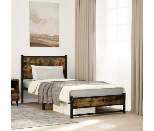 Gultas Rāmis Bez Matrača, Metāls, 75X190 M, Ozolkoka Imitācija Vidaxl