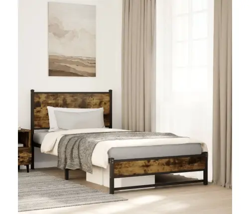 Gultas Rāmis Bez Matrača, Metāls, 100X190Cm, Ozolkoka Imitācija Vidaxl