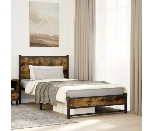 Gultas Rāmis Bez Matrača, Metāls, 107X203Cm, Ozolkoka Imitācija Vidaxl