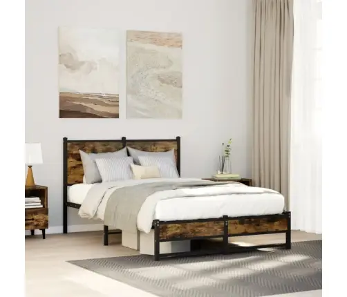 Gultas Rāmis Bez Matrača, Metāls, 120X200Cm, Ozolkoka Imitācija Vidaxl