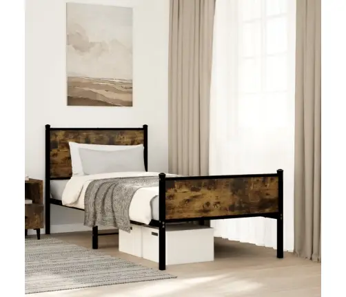 Metallist Voodiraam Ilma Madratsita Suitsutatud Tamm 80X200 Cm