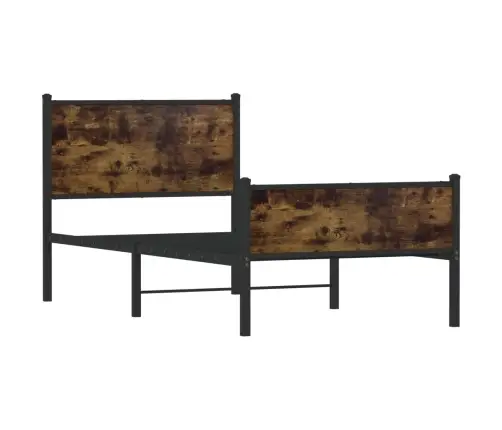 Gultas Rāmis Bez Matrača, Metāls, 90X200 Cm, Ozolkoka Imitācija Vidaxl