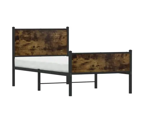 Gultas Rāmis Bez Matrača, Metāls, 90X200 Cm, Ozolkoka Imitācija Vidaxl