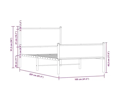 Lovos Rėmas Be Čiužinio, Dūminio Ąžuolo, 100X200cm Metalas