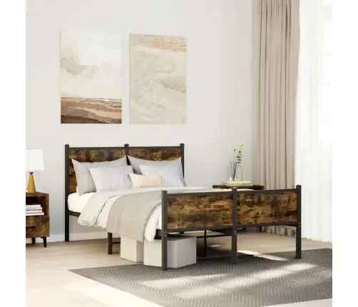 Gultas Rāmis Bez Matrača, Metāls, 120X200Cm, Ozolkoka Imitācija Vidaxl
