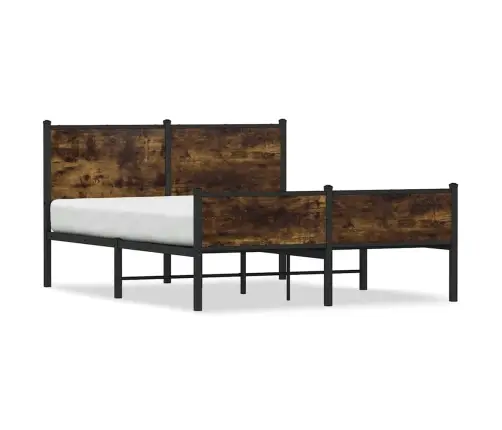 Gultas Rāmis Bez Matrača, Metāls, 140X190Cm, Ozolkoka Imitācija Vidaxl