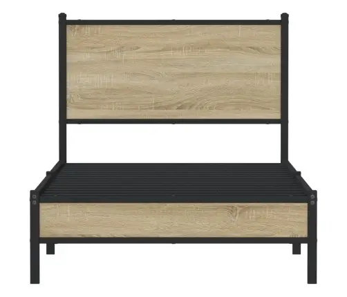 Gultas Rāmis Bez Matrača, Metāls, 90X200 Cm, Ozolkoka Imitācija Vidaxl