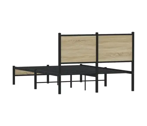 Gultas Rāmis Bez Matrača, Metāls, Ozolkoka, 120X200 Cm Vidaxl