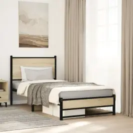 Metallist Voodiraam Ilma Madratsita Sonoma Tamm 90X190 Cm