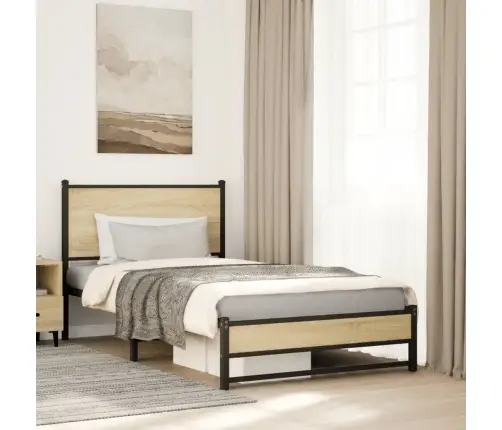 Metallist Voodiraam Ilma Madratsita Sonoma Tamm 100X190 Cm