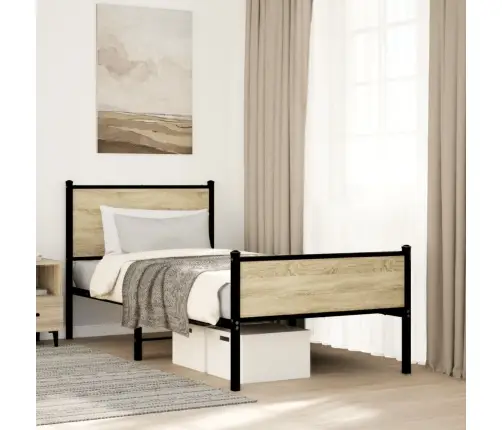 Metallist Voodiraam Ilma Madratsita Sonoma Tamm 90X190 Cm