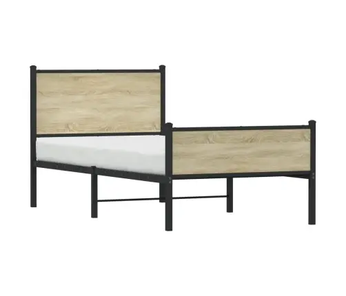 Gultas Rāmis Bez Matrača, Metāls, 100X200Cm, Ozolkoka Imitācija Vidaxl