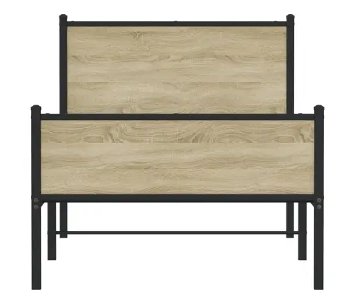 Gultas Rāmis Bez Matrača, Metāls, 100X200Cm, Ozolkoka Imitācija Vidaxl