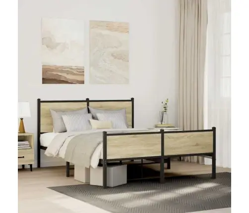 Metallist Voodiraam Ilma Madratsita Sonoma Tamm 140X190 Cm