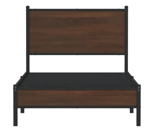 Metalinis Lovos Rėmas Be Čiužinio Rudas Ąžuolas 75X190 Cm