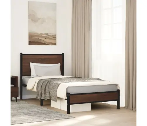 Gultas Rāmis Bez Matrača, Metāls, Brūna Ozola, 80X200 Cm Vidaxl