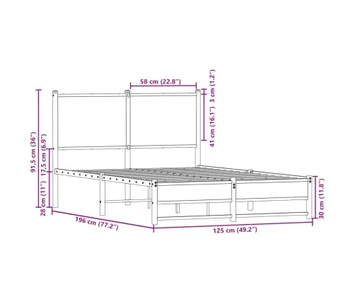 Gultas Rāmis Bez Matrača, Brūna Ozola, 120X190 Cm Vidaxl