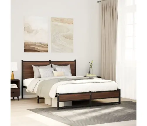 Gultas Rāmis Bez Matrača, Metāls, 150X200 Cm, Ozolkoka Krāsa Vidaxl