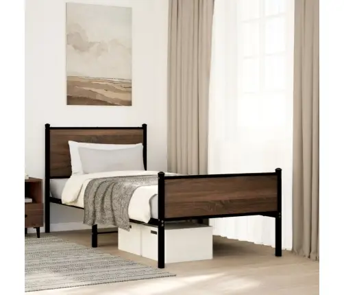 Gultas Rāmis Bez Matrača, Metāls, Brūna Ozola, 75X190 M Vidaxl