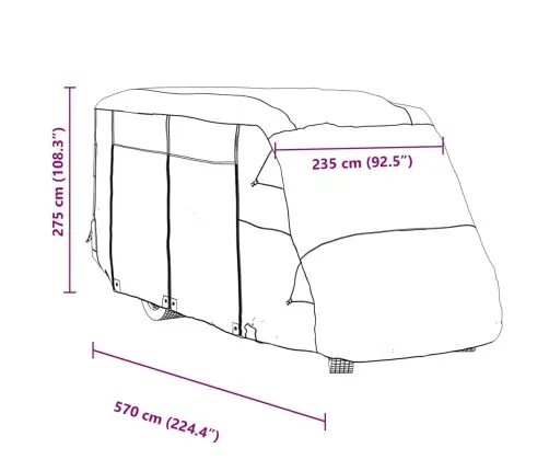 Dzīvojamo Māju Pārvalki, Pelēki, 570X235X275 Cm, Neausts Audums Vidaxl